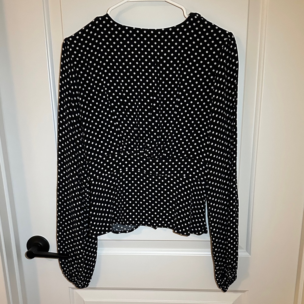 Free People Black and White Polka Dot Blouse - Picture 2 of 4